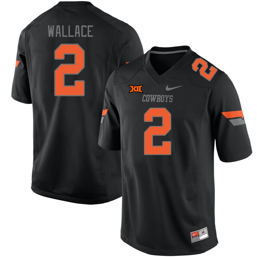 Oklahoma State Cowboys #2 Tylan Wallace College Football Jerseys Stitched Sale-Retro Black